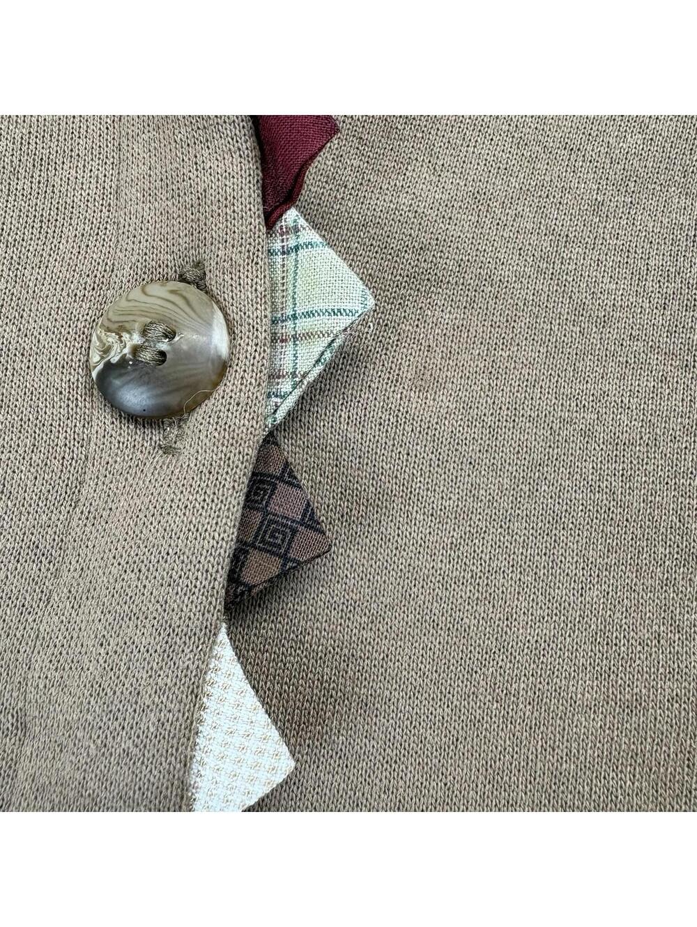 Vintage 90s Patchwork Town Sweatshirt Cardigan Womens Size XL Brown - Picture 6 of 9